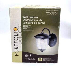 NEW Portfolio Outdoor Wall Lantern Matte Black Finish #253864